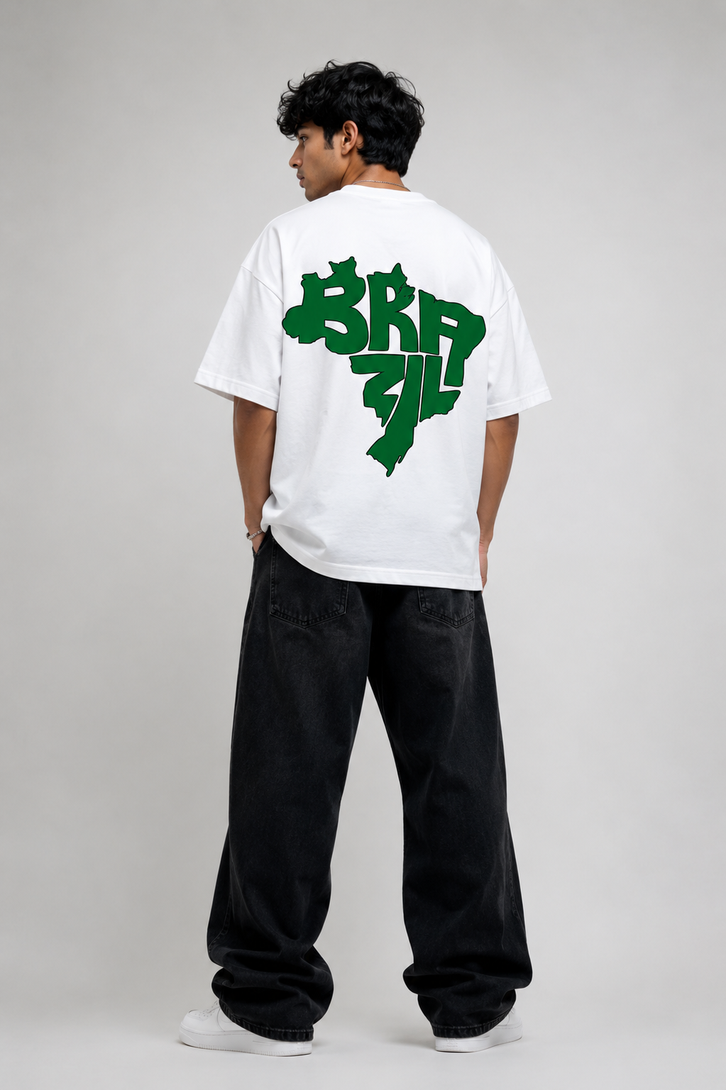 Brasil 10 with Brazil Map White Oversized Tshirt