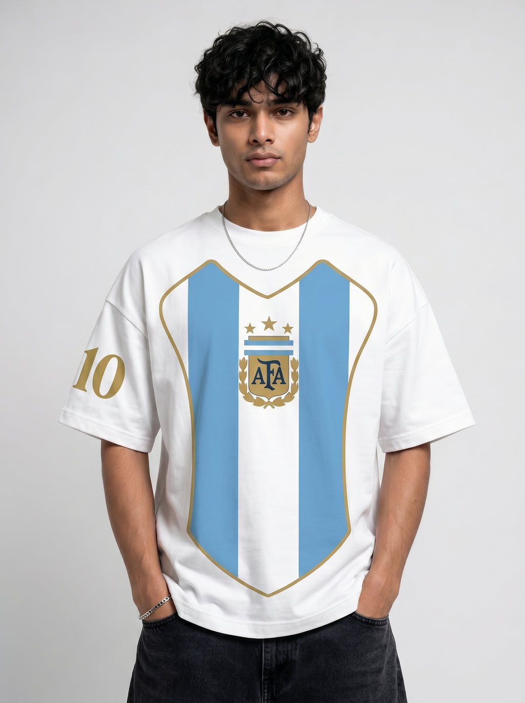 Argentina Messi 10 Legacy White Oversized tshirt