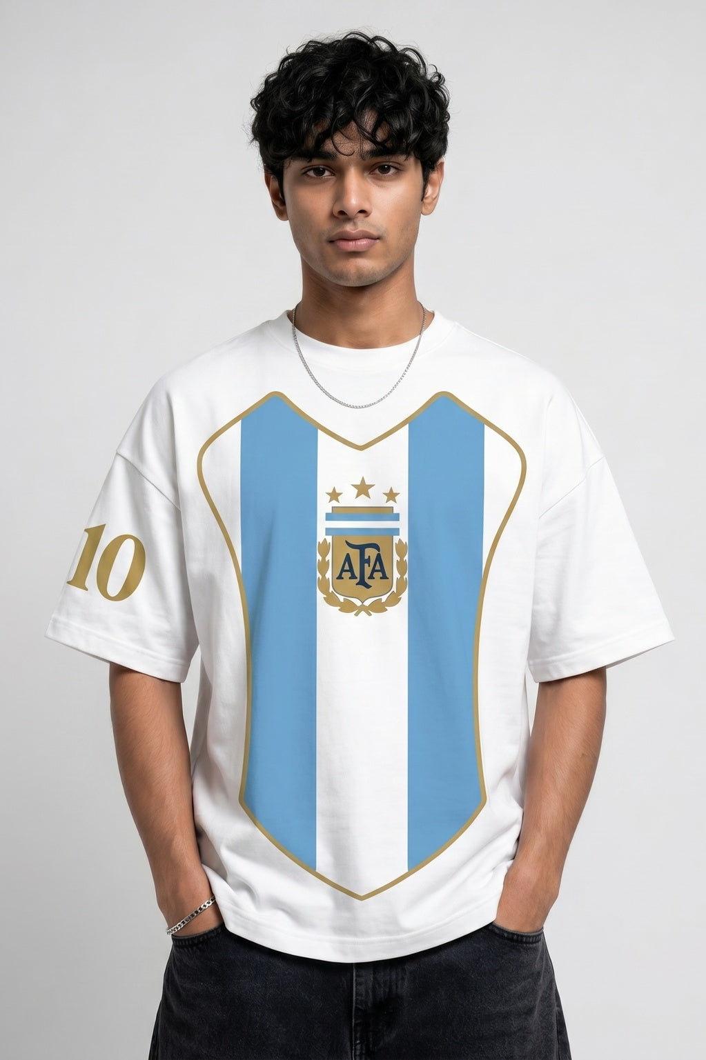 Argentina Messi 10 Legacy White Oversized tshirt