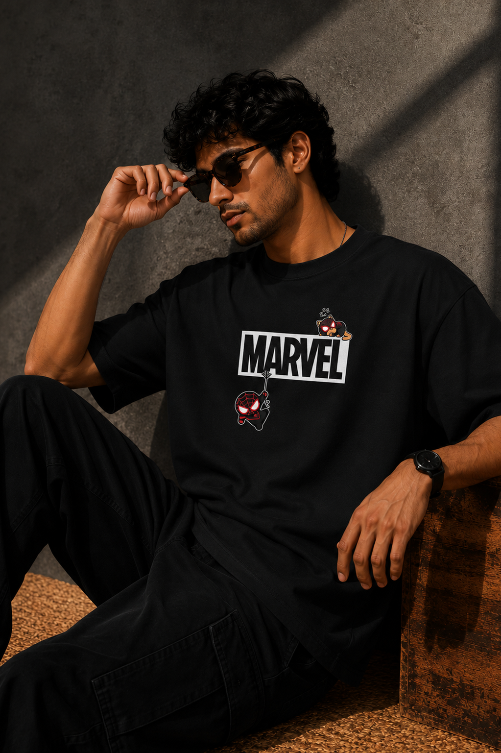 Marvel Spider-Man Oversized Black T-Shirt