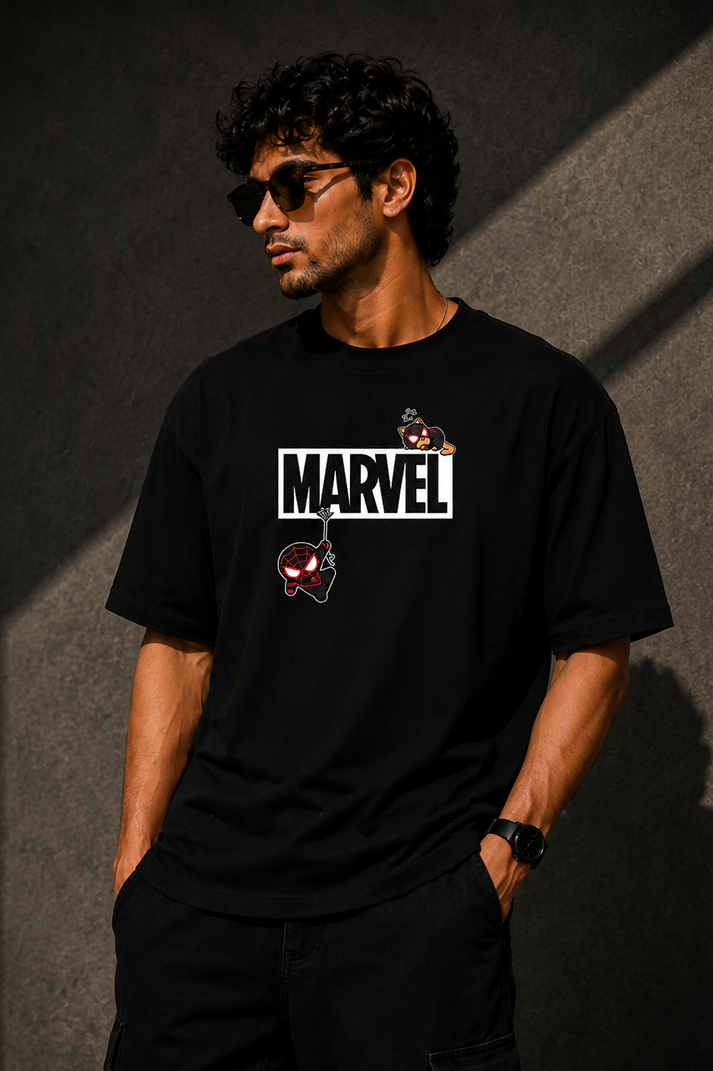 Marvel Spider-Man Oversized Black T-Shirt